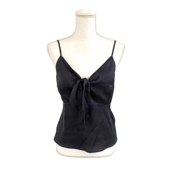 Abercrombie & Fitch Satin Tie Front Cami Black Sz Med - Picture 1 of 6
